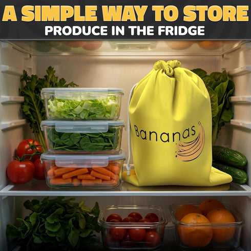 13.8x10.6" Banana Storage Bag with Aluminum Lining - Banana Bags to Keep Bananas Fresh Longer, Nylon Banana Keeper