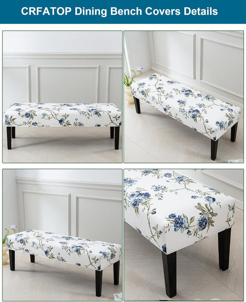 Kitchen,02 CRFATOP Printed Dining Bench Cover Rectangle Bench Seat Cushion Slipcovers Stretch Removable Washable