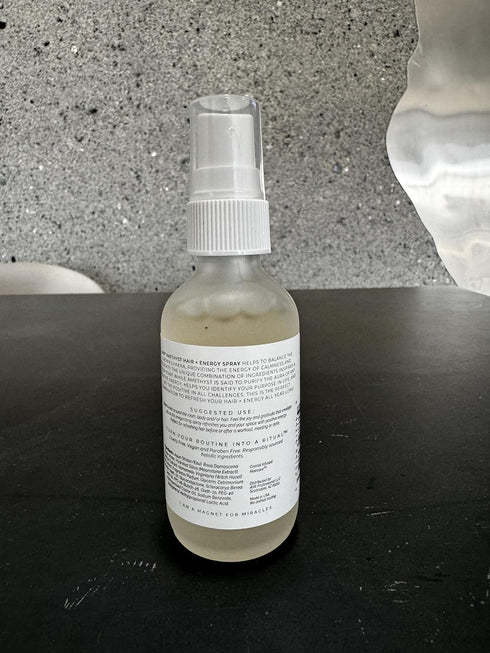 AIIR Amethyst Hair + Energy Refresher - 2 Fl Oz Crystal Infused Room and Hair Mist with Rose Water