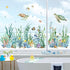 decalmile Summer Under The Sea Seaweed Double Sided Window Clings, Ocean Grass Turtle Fish Window Decals for Glass
