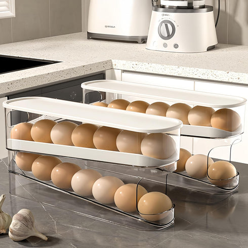 Auto Rolling Fridge Egg Organizer, Space Saving Eggs Dispenser for Refrigerator Storage, Home Egg Holder