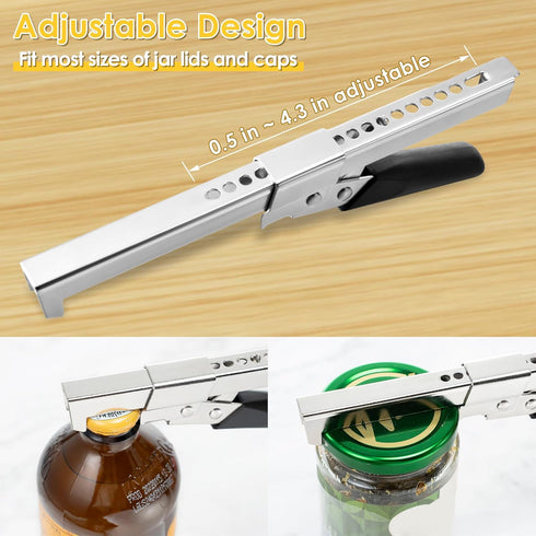Dreyoo 2 Pack Adjustable Jar Can Opener, Multifunctional Stainless Steel Can Opener with Jar Gripper, Comfortable Grip Jar Lid Opener for Weak Hands, Seniors Arthritis, Kids Openers, 7.5 Inch by Dreyoo
