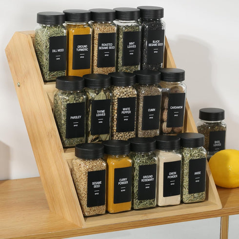 GMAMXD 36 Set, 4oz 492 1 Glass Spice Jars with Labels, Spice Jar Spice Containers, Seasoning Containers with Black