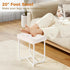 KFD01W BEWISHOME White Vanity Chair, Leather Vanity Stool, Small Stool Chair for Vanity, Square Ottoman Foot Stool