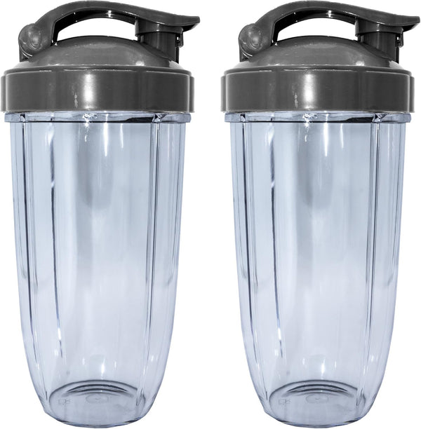 Blendin Replacement Parts for Nutribullet 600W, 900W, Includes 2 Colossal Cups and 2 Flip Top Lids