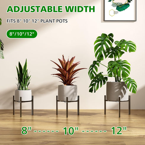 AMOOSON 8 9 10 11 12 inch Plant Stand Indoor Adjustable, Metal Modern Plant Stand, Heavy Duty Stable Plant Pot Flower