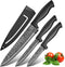 3 Pcs Kitchen Knife Set with Cover - Black Stainless Steel Knives Set for Cooking, Sharp Cutting Knives