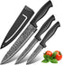 3 Pcs Kitchen Knife Set with Cover - Black Stainless Steel Knives Set for Cooking, Sharp Cutting Knives