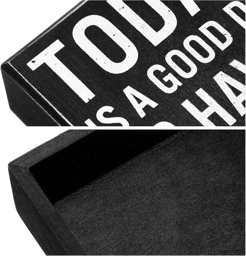 Positive Wood Sign Desk Decor 5x5 Inch, Today Is a Good Day to Have a Good Day, Motivational Gift for Home Office