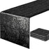 Black Sequin Table Runners, 4 Pack Glitter Table Runner for Parties, Weddings, Halloween, 12''x 72''