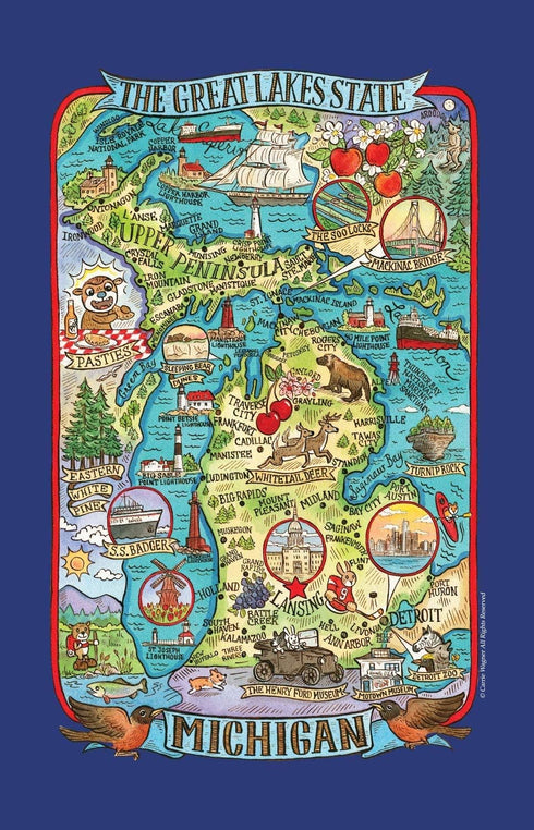 Kay Dee Designs Michigan Map Tea Kitchen Towel, 18" x 28", Adventure Destinations, Various