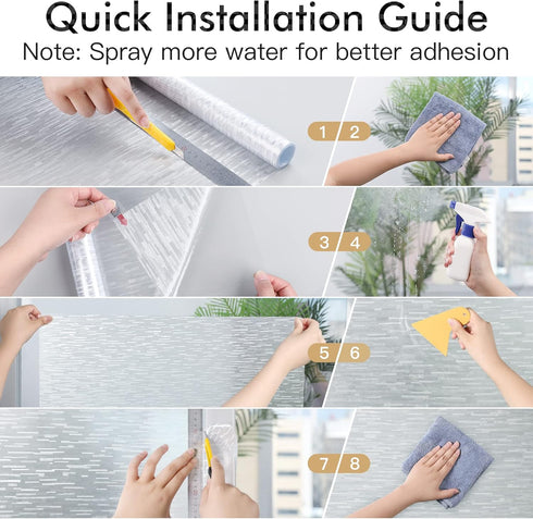 Haton Window Privacy Film, Frosted Glass Static Cling Sun Heat Blocking Window Clings, Non Adhesive 23.6" x 78.7"