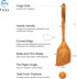 FAAY 13.5” Stir Fry Wooden Spatula for RIGHT Hand, Ergonomic Handle Saute Paddle, High Moist Resistance Golden Teak