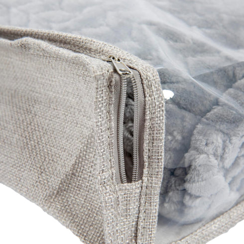 Household Essentials Under Bed Sweater Storage Bags, Zippered with Clear Vision Panel, Set of 3, Silver/Gray