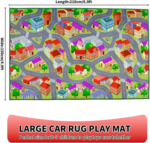 JinKune 48'' 72' Large Kids Carpet Play Mat Rug for Playroom, x Car Rugs Mat for Kids Toy Cars, City Life with Road