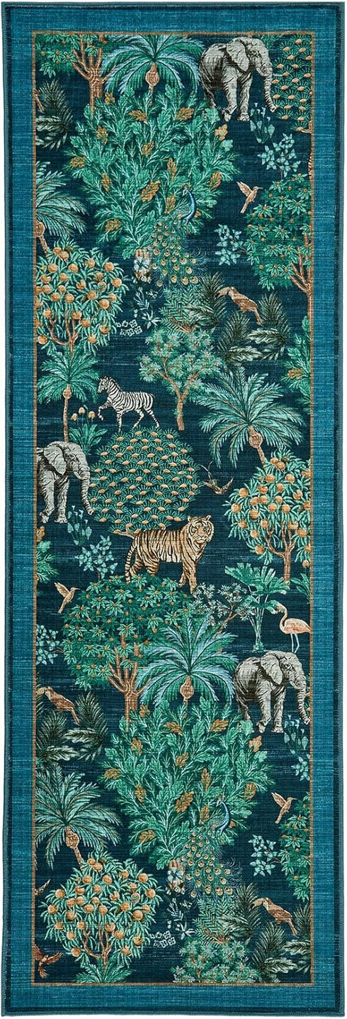 2.5x8 GarveeHome Jungle Rug Kitchen Runner Rug Non Slip Washable Runners for Hallways, Animal Print Runner Rugs