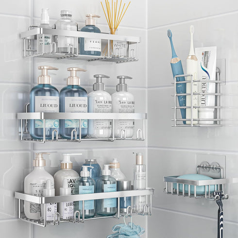 Liuoud 5 Pack Shower Caddy Organizer Rack Shelf for Inside Shower, Self