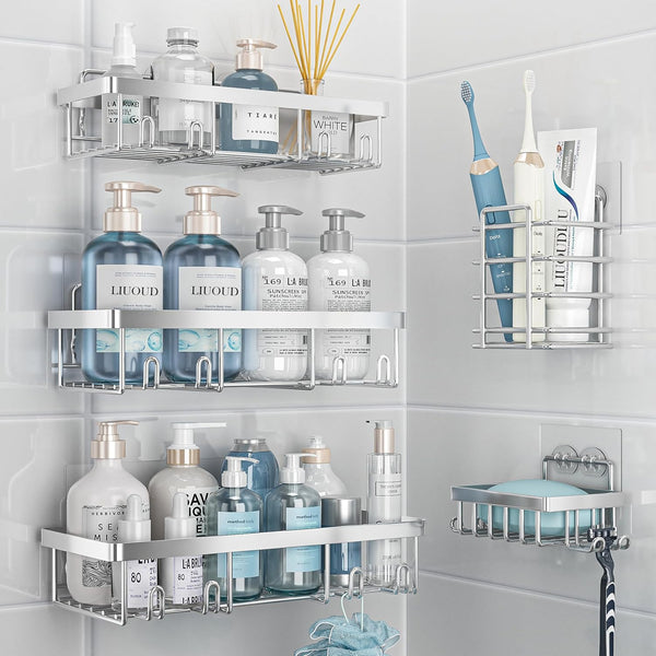 Liuoud 5 Pack Shower Caddy Organizer Rack Shelf for Inside Shower, Self