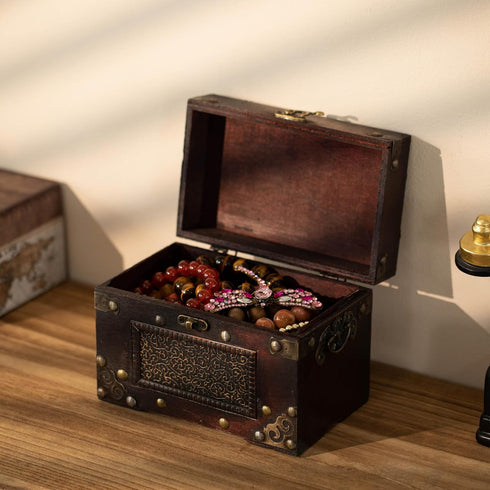 Rustic Studded Index/Recipe Card Box with Antiqued Latch, Large