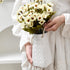 7 inch Vaseking Elegant White Petite Vase, Ceramic Modern Minimalism Geometric Texture Purse Vase with Hanging Rope