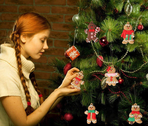 12pcs Gingerbread Man Ornaments for Christmas Tree - Assorted Hanging Decorations, 3 Inch Tall