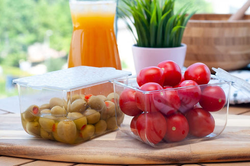 Set of 2 Condiments Storage Small Containers with Lids for Refrigerator, Made in USA