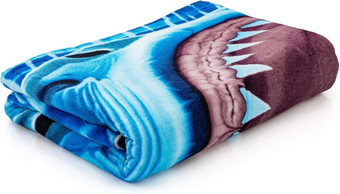 Dawhud Direct Great White Shark Beach Towel for Boys, 30" x 60" Super Soft Plush Cotton Pool Towel