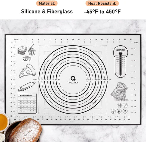 Extra Large Silicone Baking Mat 16" x 24", Black Pastry Mat with Measurement for Pie Crust, Pizza, Cookies - BPA Free