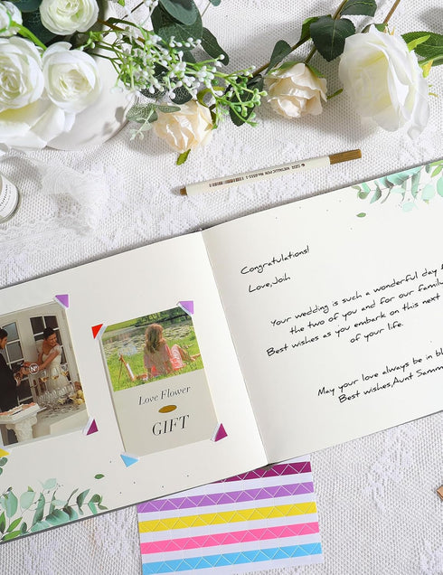 Wedding Guest Book, Polaroid Guest Book Alternative, 100 Pages Thick Paper, 8" x 10" with Markers and Protectors