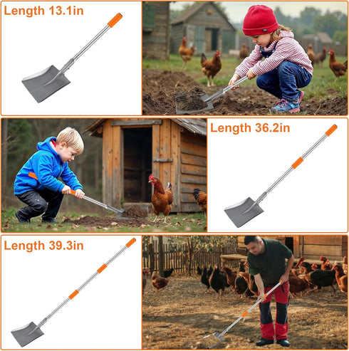 ROSTIUTE Chicken Poop Scooper Shovel Rake Scrub Brush for Chicken Coop Supplies Accessories for Cleaning