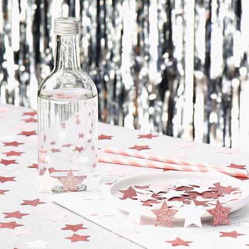 Pink White Rose-Gold Confetti, 300pcs Glitter Paper Twinkle Little Star Table Confetti for Party Decorations
