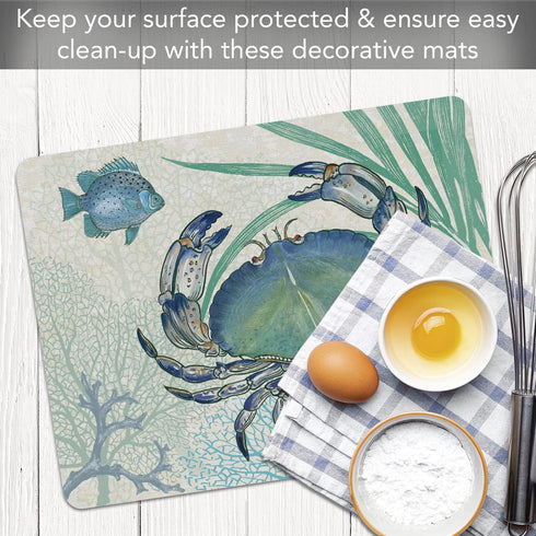 Cut N' Funnel Oceana Designer Flexible Plastic Cutting Board Mat, 15" x 11.5", Easy to Clean
