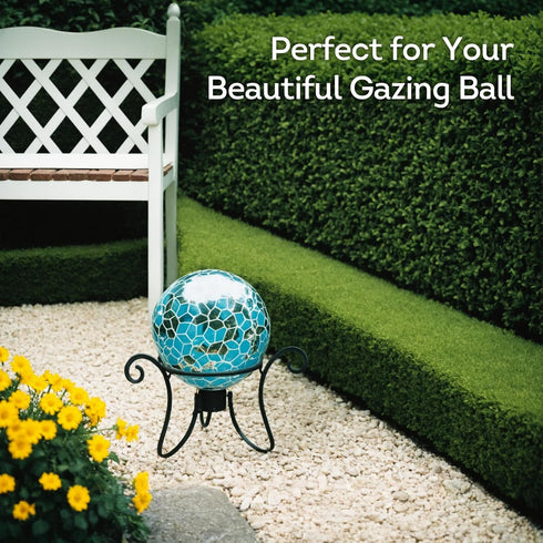 10 12 inch Lily's Home Metal Gazing Ball Stand - Durable Rust-Resistant Display Stand for to Balls - Indoor/Outdoor