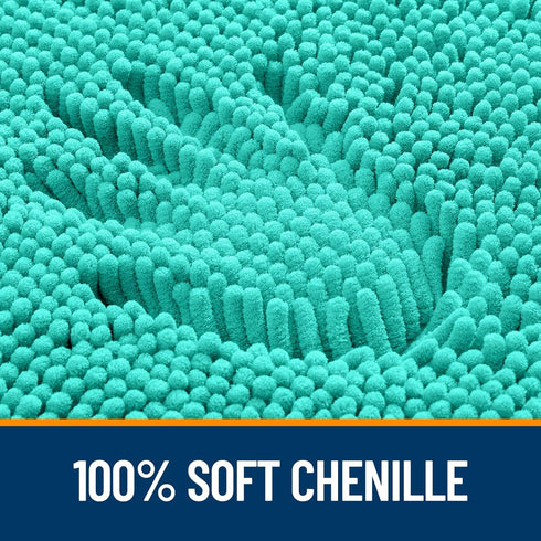 OLANLY Teal Bathroom Rugs 36x24, Extra Soft Absorbent Chenille Bath Mats, Non-Slip, Quick Dry, Machine Washable for