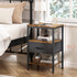 3-Tier SUPERJARE Nightstand with Charging Station, Bed Side Table with Adjustable Fabric Drawer, Night Stand