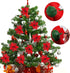 RECUTMS 10 PCS Red Glitter Poinsettia Flowers, Artificial Christmas Decorations for Tree, Wreath, New Year Ornaments