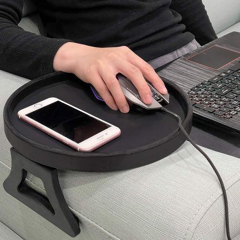 NDL Sofa Armrest Clip Table No-Slip Couch Tray for Drinks, Snacks, Remote, Gamepads, Adjustable Armchair Table