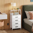 4 Nightstand Drawer Dresser with Charging Station, Side Table with Fabric Drawers, End Table with Open Shelf, Bedside