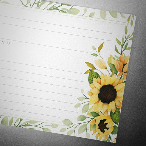 Dashleigh 50 Double-Sided Sunflower Recipe Cards, 4x6 Inches