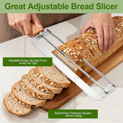 Solldgt Adjustable Bread Slicer for Homemade Bread - Upgrade Manual Sourdough Bread Knife with Thickness Guide, Bread