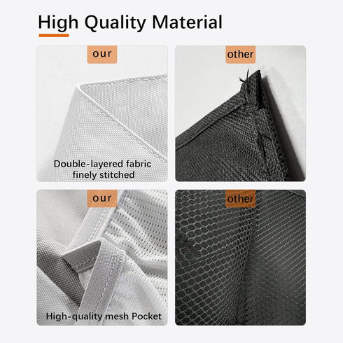 WOMACO Gray Bedside Storage Caddy, Medium Bed Side Pocket Organizer for Phones, Magazines, Tablets, Accessories