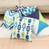 Decorative Green Blue Abstract Throw Pillow Covers 16x16 Inch, Set of 4 Geometric Cotton Linen Cushion Covers