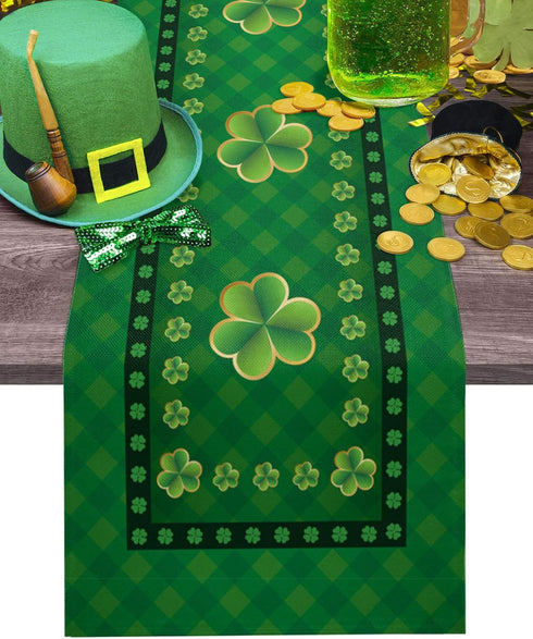 Edwiinsa St. Patrick's Day Cotton Linen Table Runner Rectangle Plate Mat Outdoor Rug