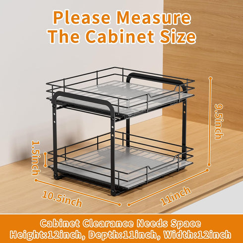 RCHYFEED 2 Tier Pull Out Spice Rack Organizer - Heavy Duty Slide Out Shelf for Kitchen Seasoning