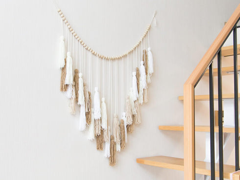 35'' 36'' Decocove Large Macrame Wall Hanging with Wood Beads - Bohemian Wall Decor for Bedroom, Living Room