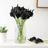 Duovlo 20pcs Calla Lily Bridal Wedding Bouquet, Real Touch Artificial Flower Home Party Decor (Black)