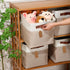 Uiifan 8 Pack Fabric Storage Baskets with Handles, Linen Decorative Storage Containers for Shelves, Beige