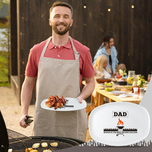 R HORSE Dad Grill Platter Gift, White Oval Serving Tray for BBQ, Salads, Desserts, Charcuterie, Birthday Christmas Gift