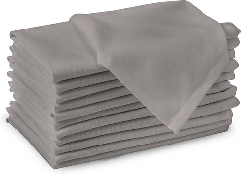 Encasa Cotton Cloth Napkins, Set of 12, Size 17"x17", Grey Solid Color, Machine Washable