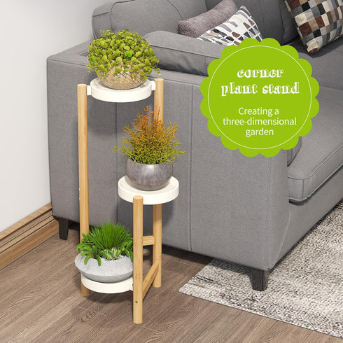 3 BMOSU Plant Stand For Indoor Outdoor Bamboo Potted Holder Shelf Plant Rack Plants Corner Plant Shelf Plant Display